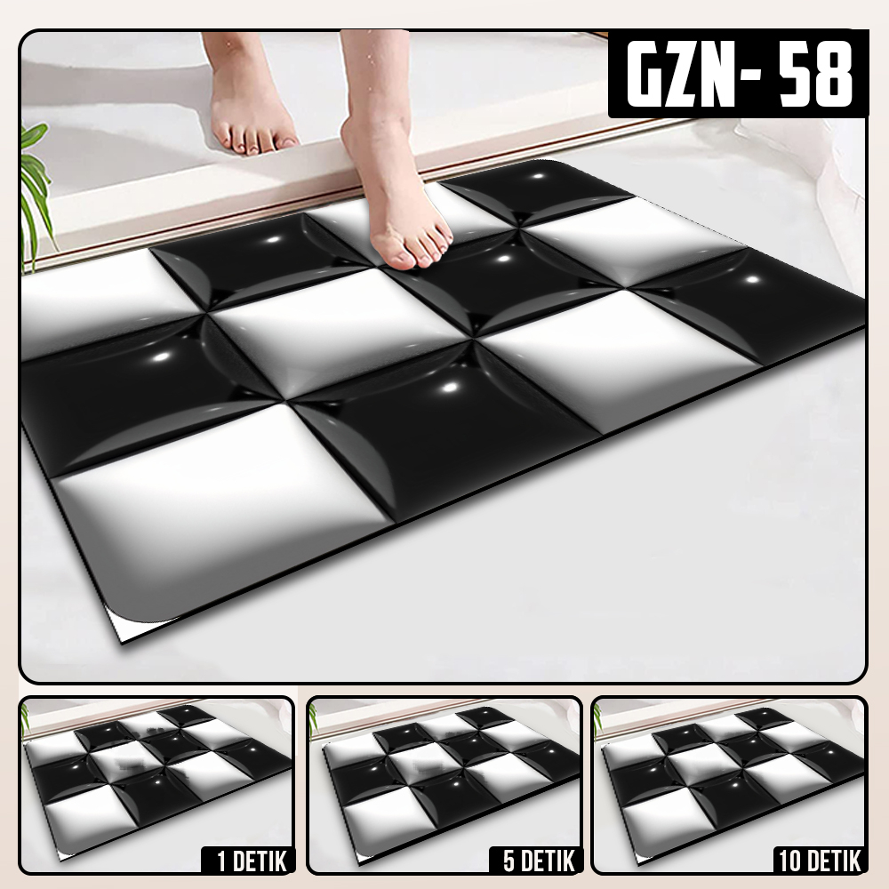 Keset Diatomite 3D Kotak Anti Slip Keset Kamar Mandi Keset Lantai Menyerap Air 3D Karakter Futureworld-GZN-58