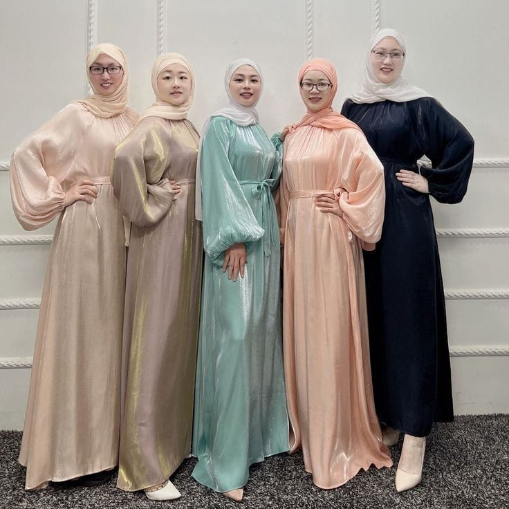 satu set abaya dan iner//shiny dres shimmer dres viral// dres terbaru
