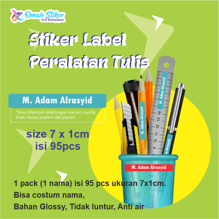 

Stiker Penanda Alat Tulis dan Wadah, Stiker ATK, Stiker water proof