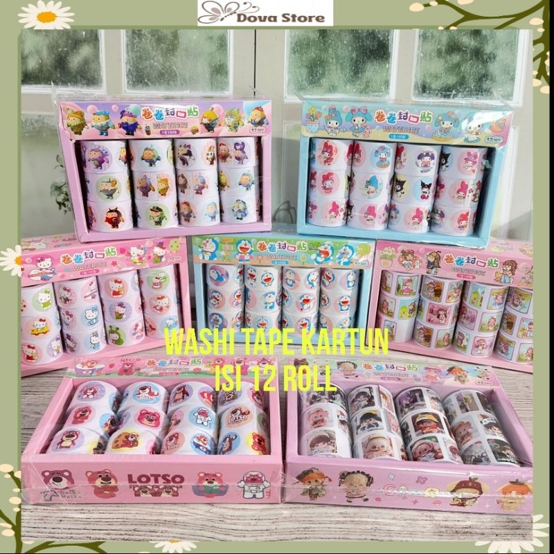 

WASHITAPE KARTUN 1 BOX ISI 12 ROLL WASHITAPE LUCU