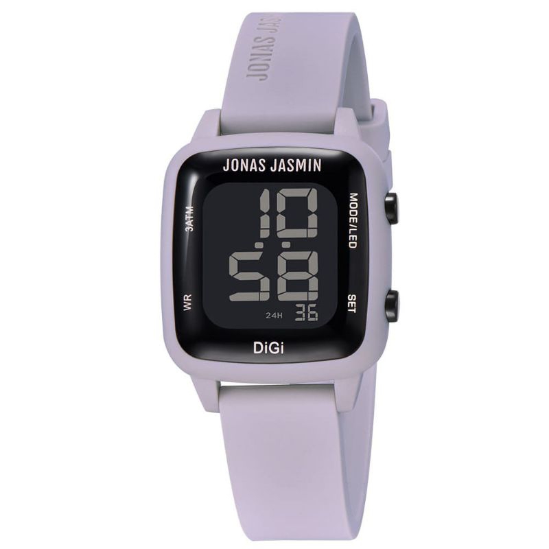 jam tangan wanita original Jonas Jasmin Digi kotak full colour digital JJ-2241 strap rubber diameter