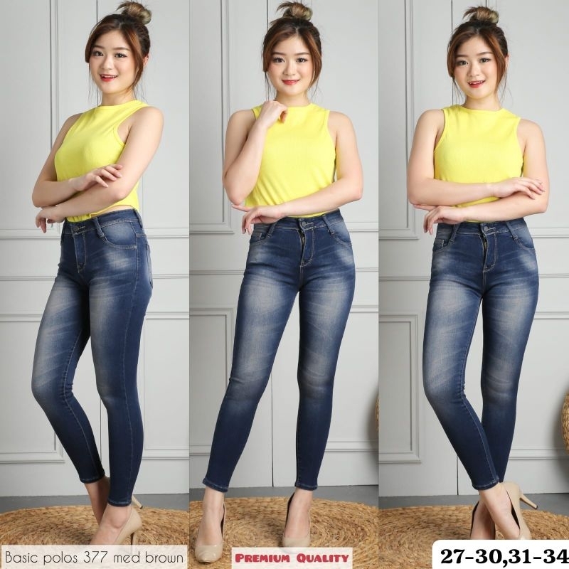 Celana Jeans Wanita Basic Polos Evodom