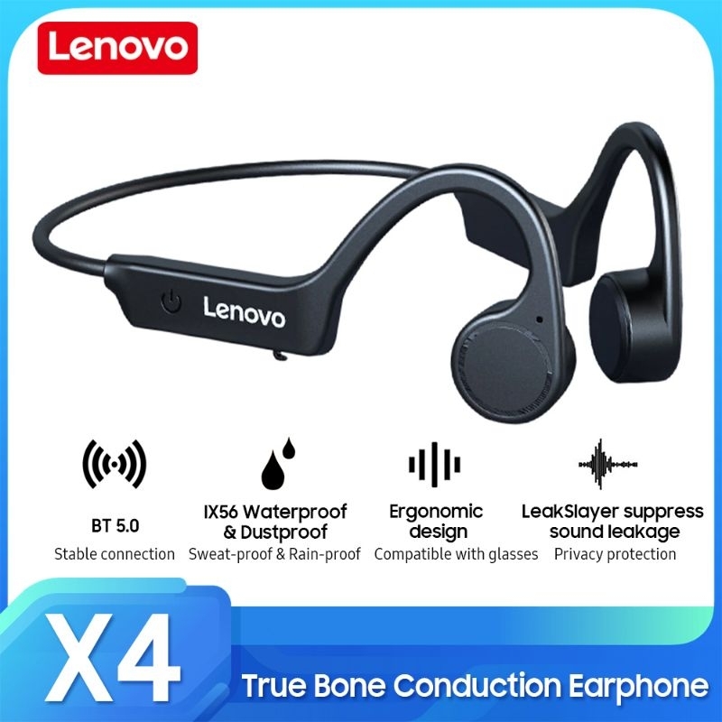 Lenovo Thinkplus Bone Conduction Earphones Bluetooth 5.0 Waterproof - X4 - Black