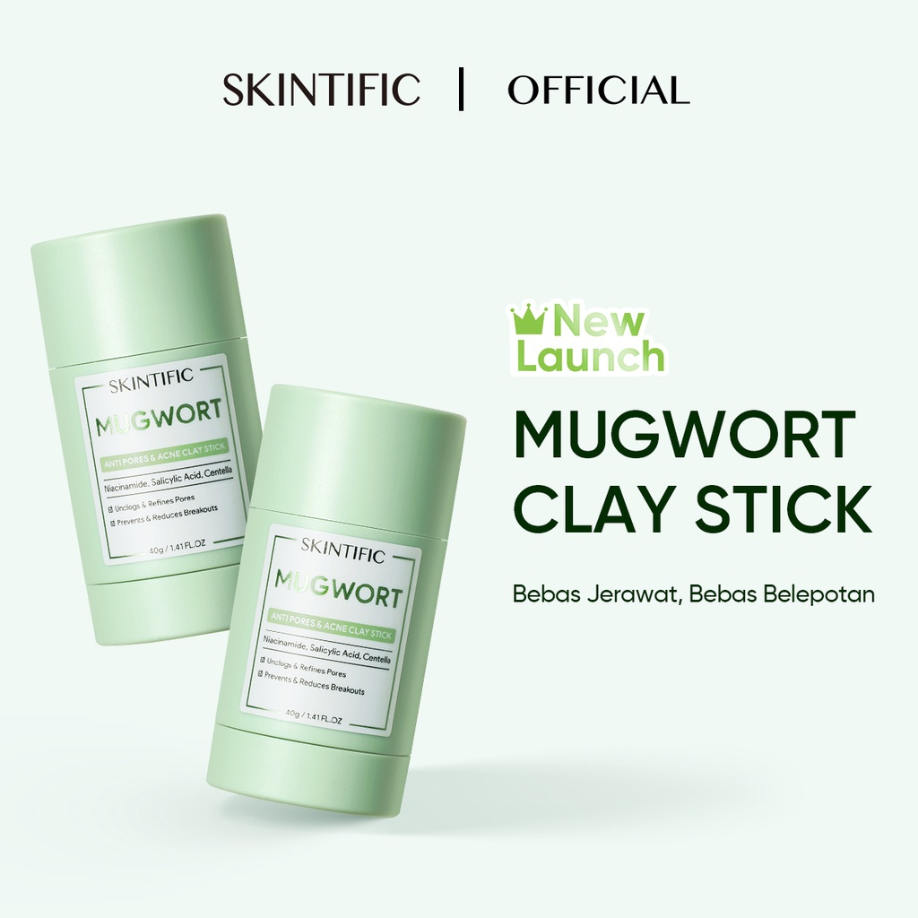 SKINTIFIC Mugwort Acne Clay Stick 40GR / Masker Wajah Claymask Stick
