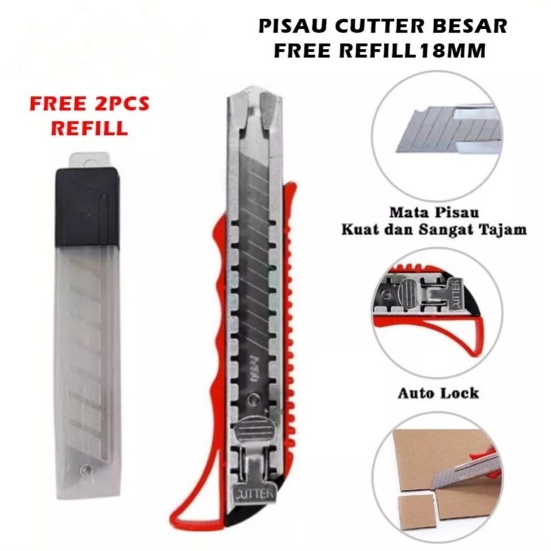 

Pisau Cutter Ukuran 18Cm Besar Cater Tajam Pemotong Kertas Kardus 18Mm