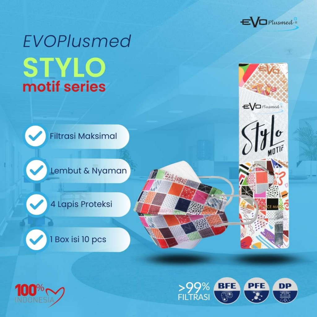 Masker Medis 4PLY Evo Plusmed Batik dan Stylo Motif Series 4D