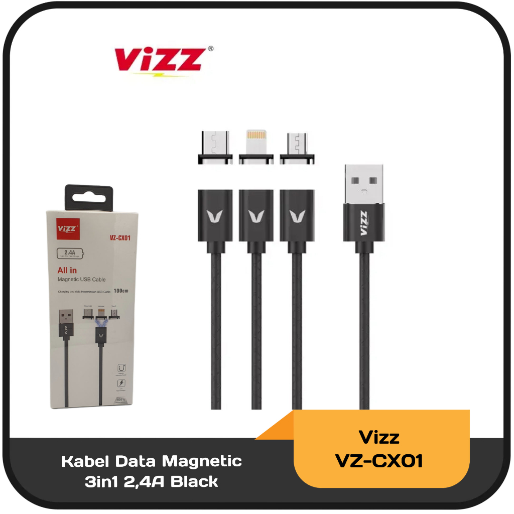 Kabel Data Magnetic 3in1 2,4A Vizz VZ-CX01 100cm