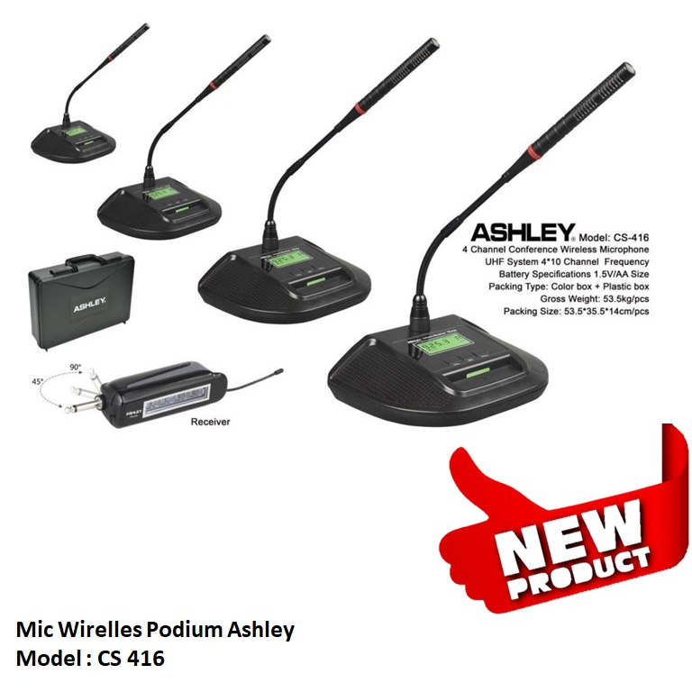 Mic Wirelles Podium Meja Ashley cs416 4 Channel Original