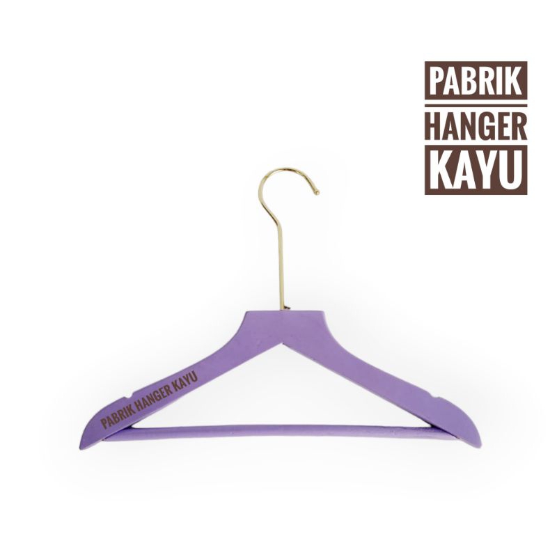 HANGER KAYU ANAK KEPALA LURUS UNGU PALANG HOOK GOLD