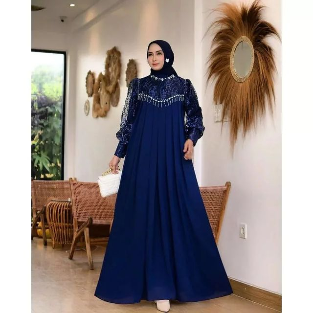 Gamis Terbaru SHEENA DRESS BAHAN CERUTY BABYDOLL MIX BRUAT APIKASI PAYET UKURAN LD 100 - 120 CM PJ 138 CM Gamis wanita terbaru 2023 Dress wanita kekinian Maxy dress wanita jumbo Pakaian muslim wanita Fahion muslim modern