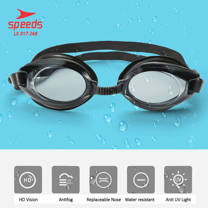 KACAMATA RENANG Kacamata Renang Dewasa Swimming Goggles Original Speeds LX 268 Warna Hitam, KACAMATA