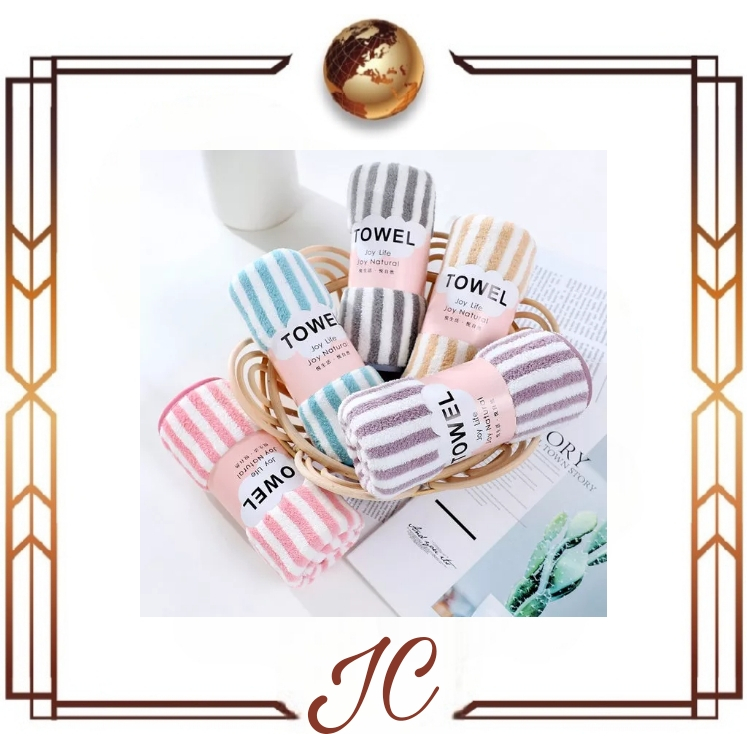 (JC) HANDUK MICROFIBER  MOTIF GARIS UKURAN 70 X 140 CM