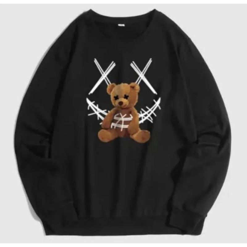 Sweater Crewnek Emot Bear Sweater cewek keren Sweater termurah Sweater putih