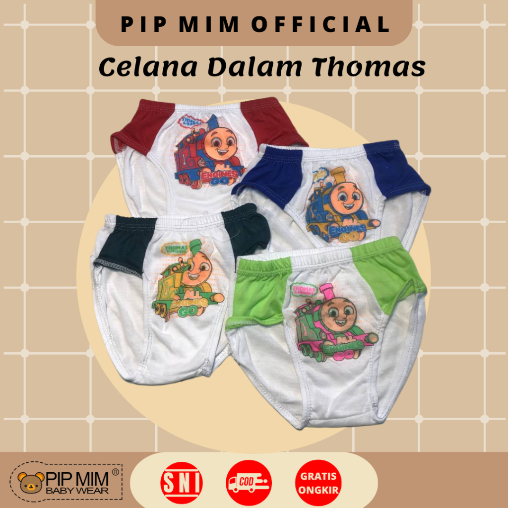 Pip Mim Baby - 3 Pcs Celana Dalam Anak Laki Laki Motif Thomas