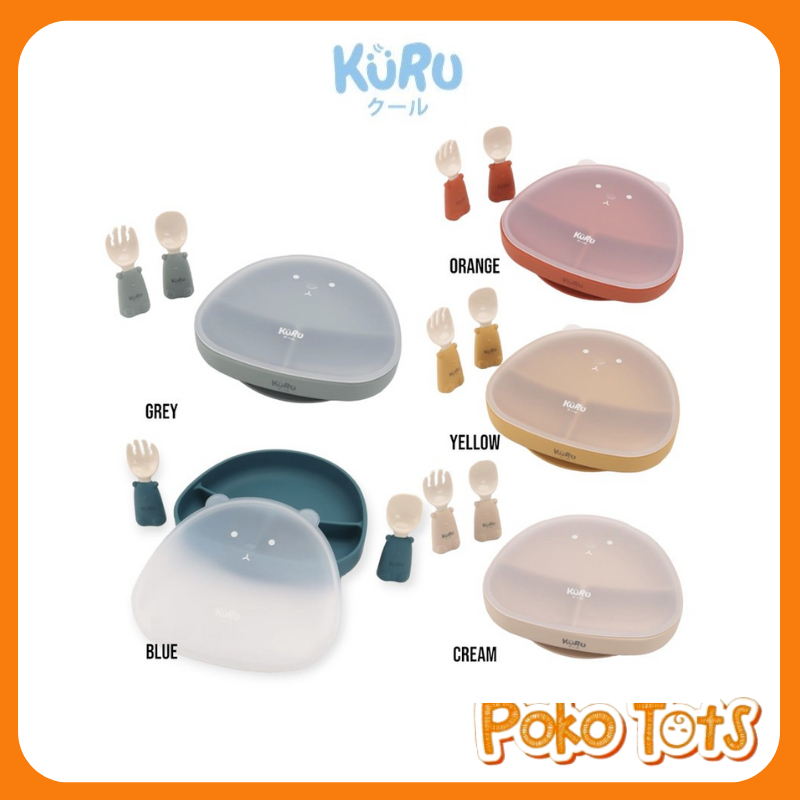 Kuru Baby Silicone Suction Plate Set Piring Makan Bayi