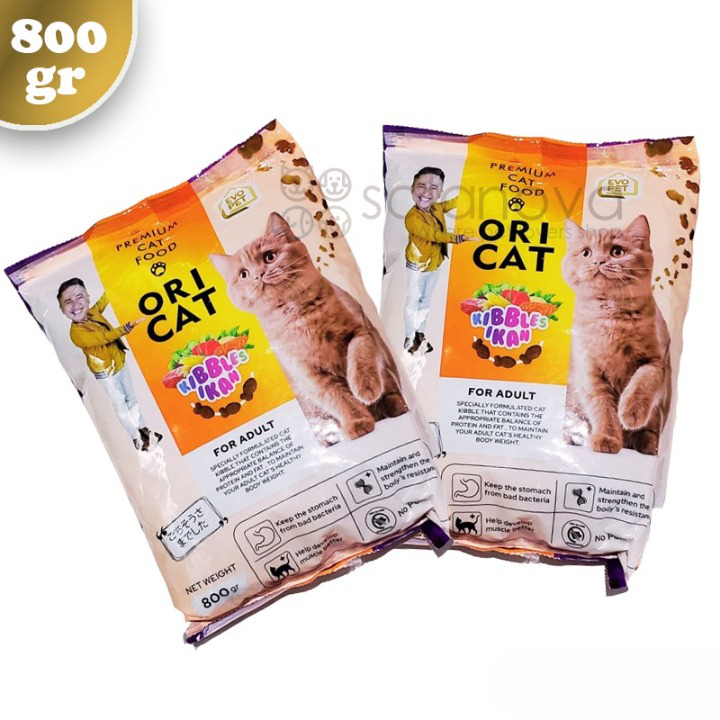 Ori Cat Premium Dry Food 800gram - Makanan Kucing Bentuk Ikan &amp; Kotak Oricat