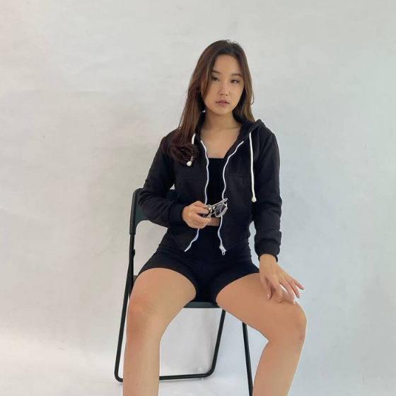 Crop zipper hoodie cotton fleece premium