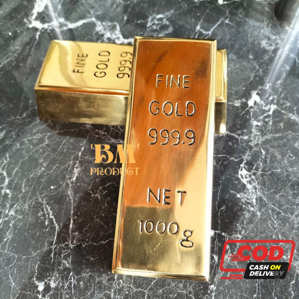 Miniatur Emas Batangan 1000 Gram / 1Kg Miniatur Emas Kuningan Diecast Fine Gold 9999 %