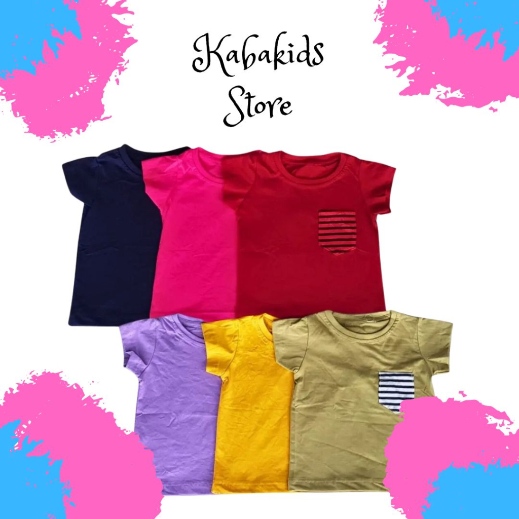 Kaos Polos Pocket Kaos Anak Usia 1 Sd 2 Tahun -KBS