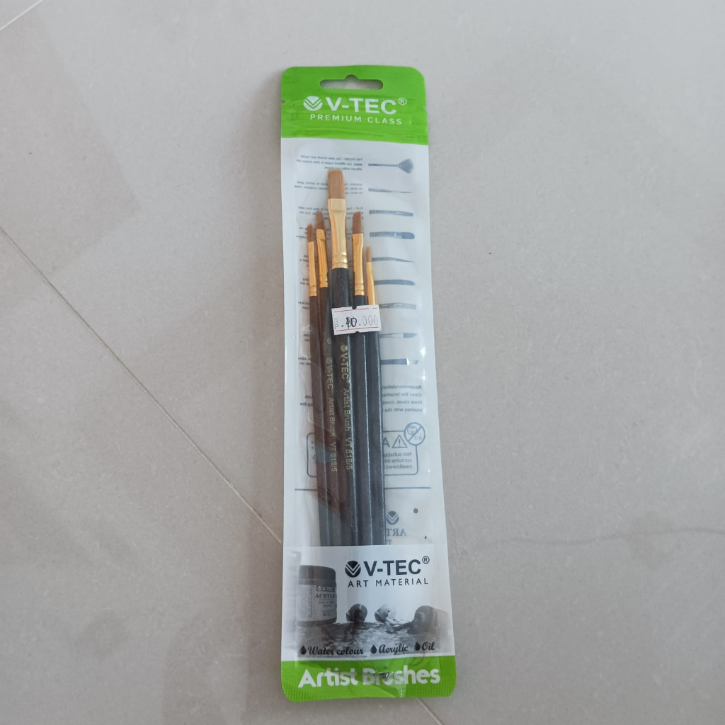 

V-TEC ARTIST BRUSH VT 7719/5 SET 5 / KUAS LUKIS SET 5/KUAS LUKIS SET VT-7719 ARTIST BRUSH CAT AIR AKRILIK MINYAK V-TEC