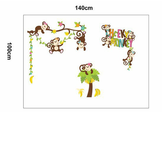 Wallstiker Dinding Cheeky Monkey JM7277 Wall Sticker Kamar Tidur Anak Aesthetic