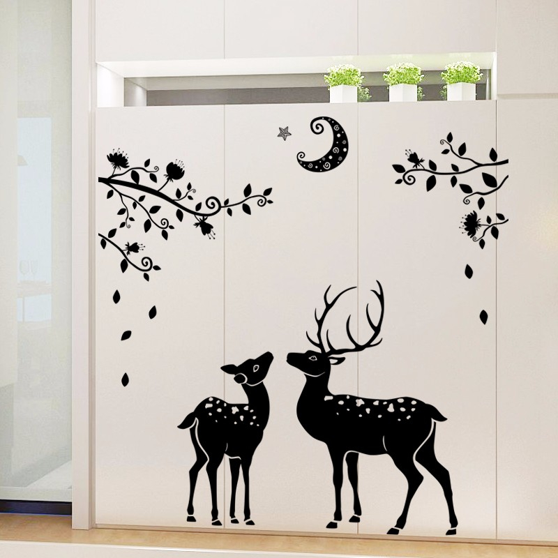 Siluet Rusa Deer SK9081 - Wallstiker Dinding Cafe Kamar Tidur Anak Wall Sticker Aesthetic