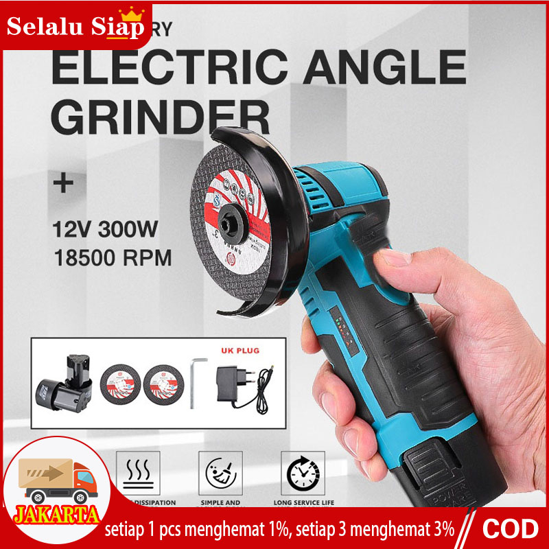 19500RPM Angle Grinder Mesin Gerinda Tangan Listrik Angle Grinder 12V Penggiling Sudut Tanpa Sikat Penggiling Sudut Portable Multifungsi Untuk Potong / Poles Ubin Keramik / Kayu DIY