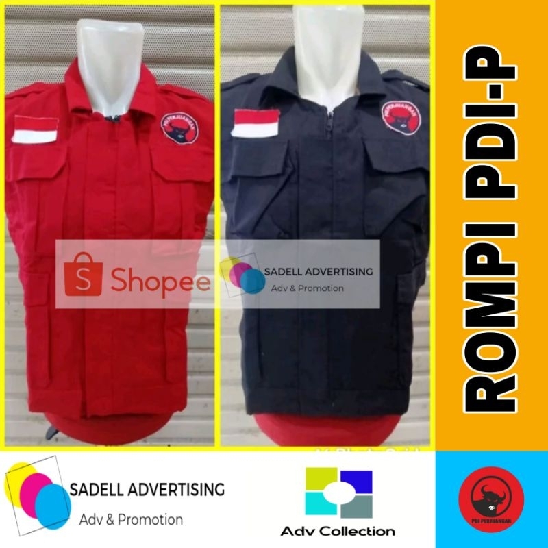 Rompi Partai PDI-P Best PDI-P Merah Bordir
