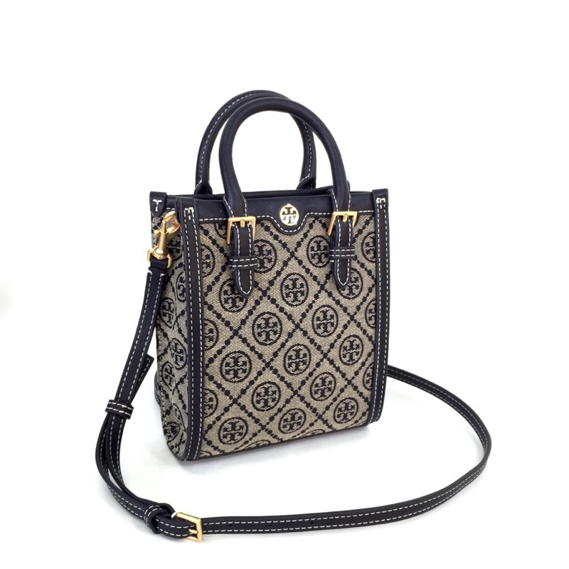 TB T Monogram Jacquard Mini N/S Tote