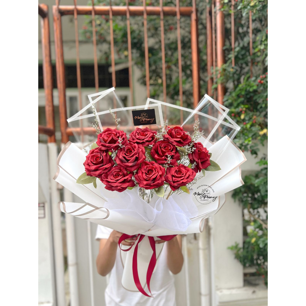 ARTIFICIAL ROSE BOUQUET 10 STEM - BUKET BUNGA MAWAR PALSU 10 TANGKAI ARTIFICIAL GIFT BOUQUET BUNGA PALSU FLOWER BOUQUET FLOWER BUCKET FLORIST KADO BUNGA WISUDA BUNGA WISUDA BUKET WISUDA BUKET ULANG TAHUN KADO ANNIVERSARY KADO BUNGA PALSU