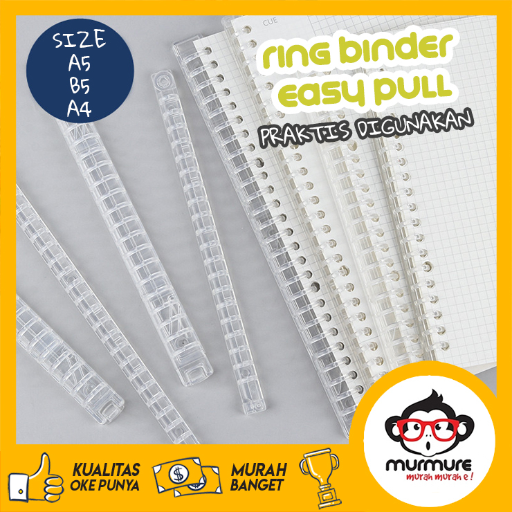 MURMURE | RING BINDER BINDING EASY PULL BESAR WARNA TRANSPARANT UNTUK LOOSE LEAS A4 A5 B5