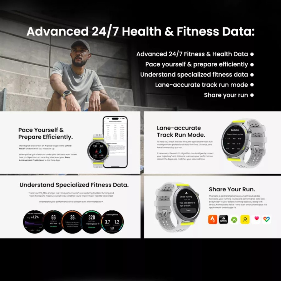 Amazfit Cheetah Smartwatch AMOLED Running Tracker AI GPS MaxTrack