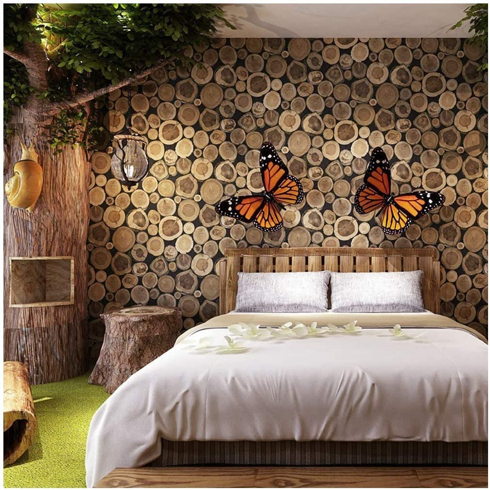(PROMO) Gudang Wallpaper Stiker Dinding Kamar Tidur Motif Kayu Pohon Vintage Aesthetic Bahan PVC Premium Anti Air dan Anti Noda Berkualitas Terbaik Grade A+ Sudah Ada Lem