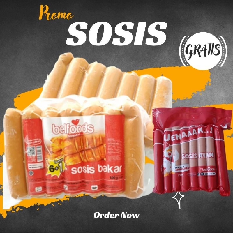 

DISKON LEBIH HEMAT 2 pack sosis bakar ayam isi 7/pack free sosis 345gr isi 15pcs