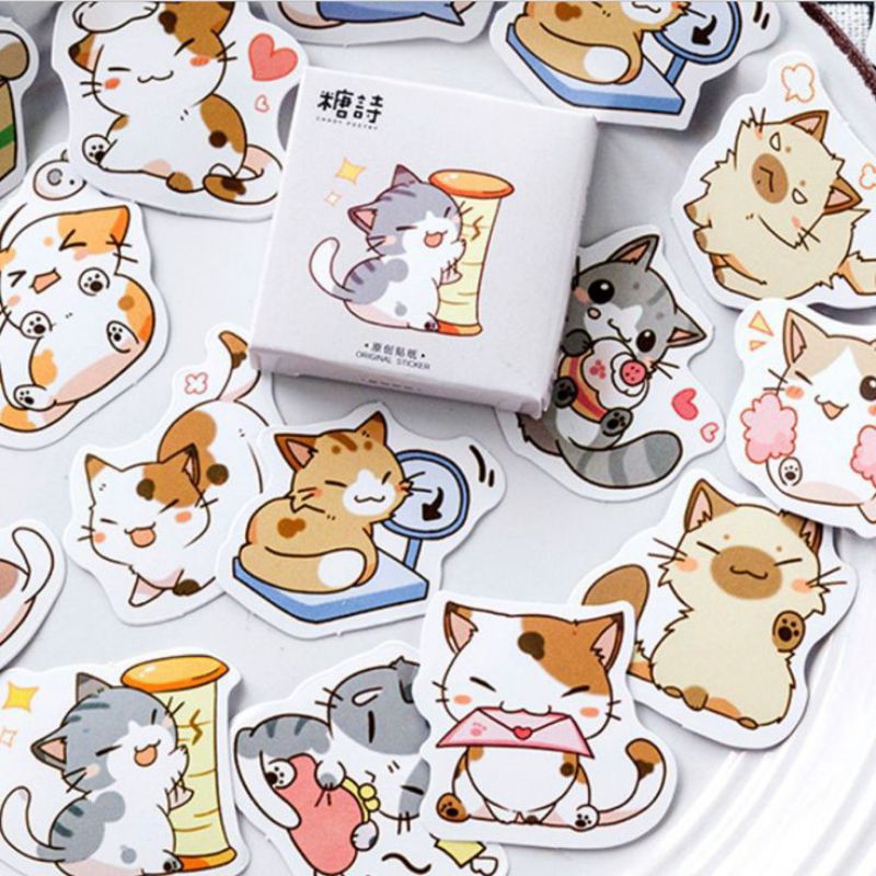

Cute Cats Sticker 10 pcs Pet Animals Kitten Stiker Scrapbook Cat Cartoon