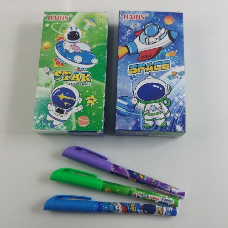 Pulpen Gel Haris Isi 12pcs Bolpen Gambar karakter Lucu