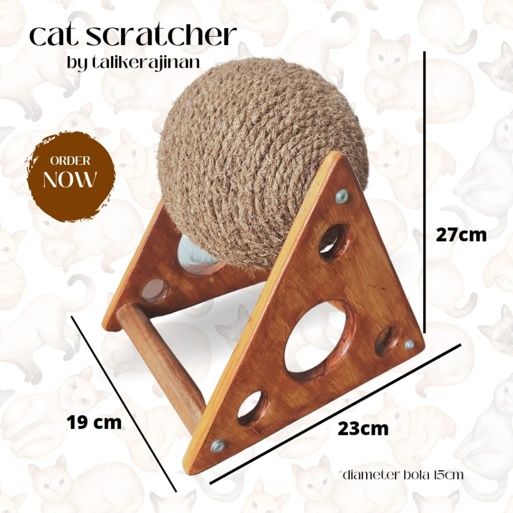 Garukan Kucing Bola Sabut Kelapa Cakarang Kucing Cat Scratcher Ball Unik