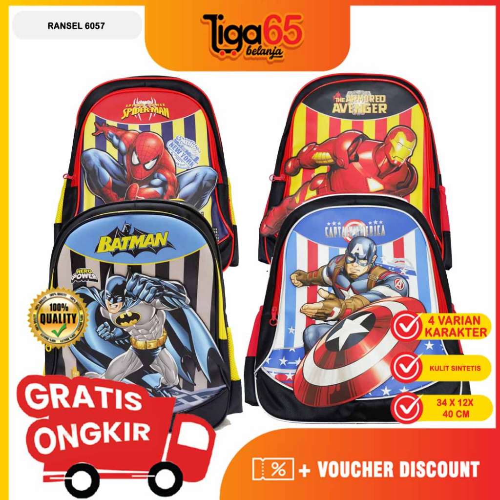 365 Tas Anak / Ransel Anak Sekolah / Ransel TK Motif / Tas Anak Motif Karakter / Tas Anak Laki Laki / Tas Anak Perempuan 6057