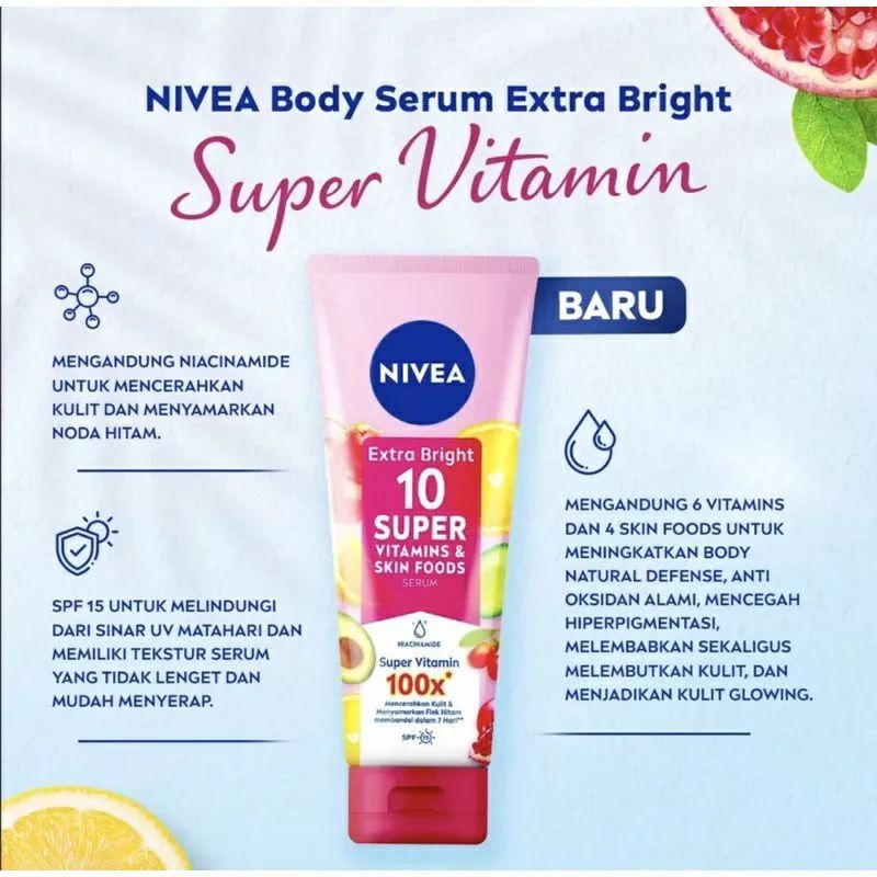 NIVEA SERUM EXTRA BRIGHT 100X SUPER VITAMINS &amp; SKIN FOODS - 180 ML