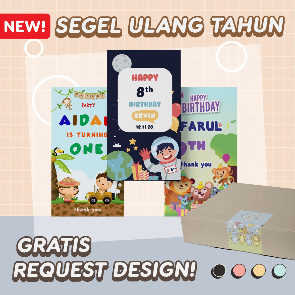 Stiker Segel Box Hampers Ulang Tahun Anak Custom Label Box Packaging Print Sticker Label Makanan