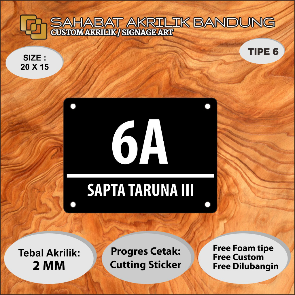 

AKRILIK NOMER RUMAH TIPE 6 ACRILYC SIGNAGE CUSTOM