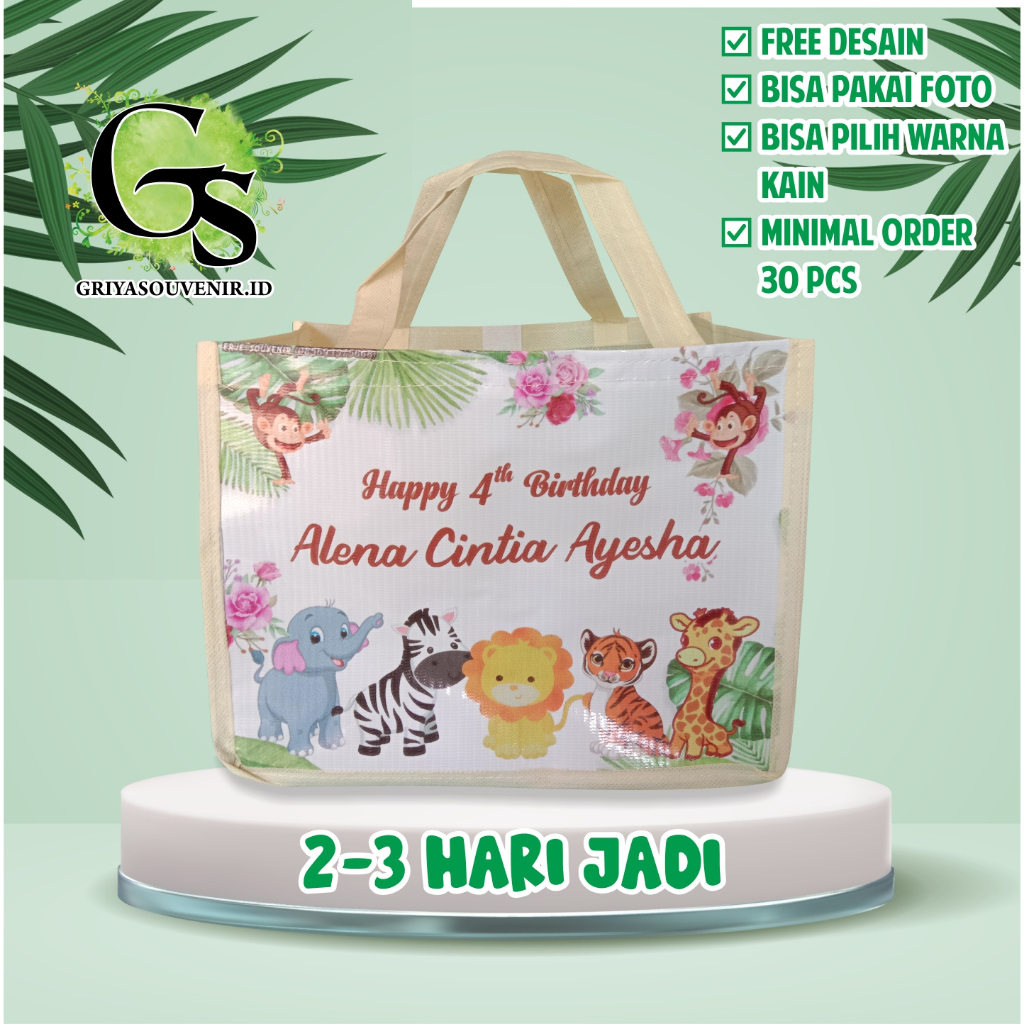 

TAS ULTAH ANAK / TAS ULANG TAHUN CUSTOM / TAS ULTAH GOODIE BAG / TEMA ANIMAL