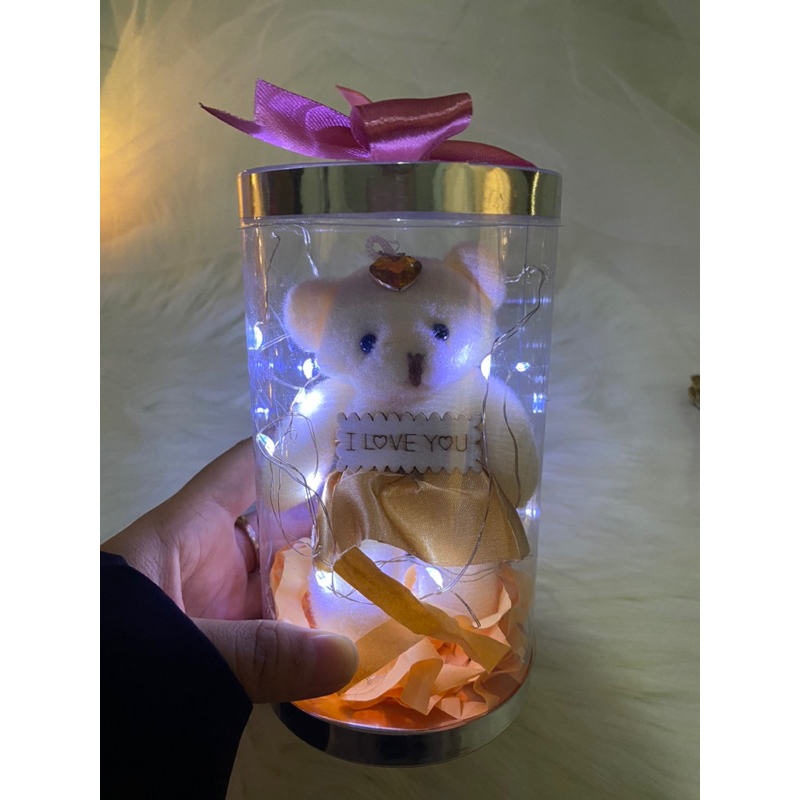 

lampu tidur/lampu tabung toples / boneka buket bunga, kado hadiah, ulang tahun, wisuda dll