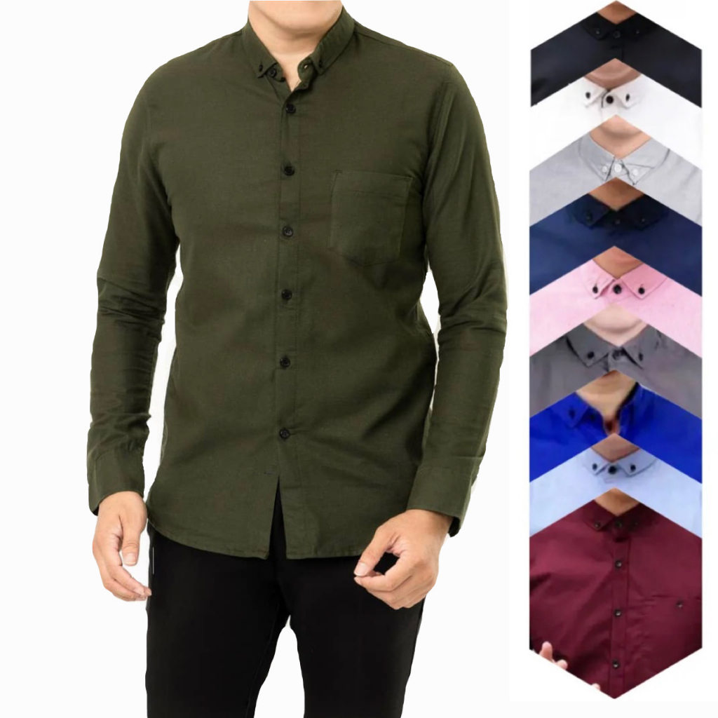 Kemeja polos pria lengan panjang / kemeja casual pria / kemeja BEST QUALITY (BAYAR COD) kemeja kerja kemeja polos putih