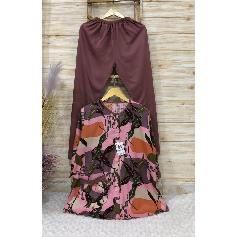 SETELAN BAJU TIDUR MERLIN CELANA PANJANG LENGAN 7/8