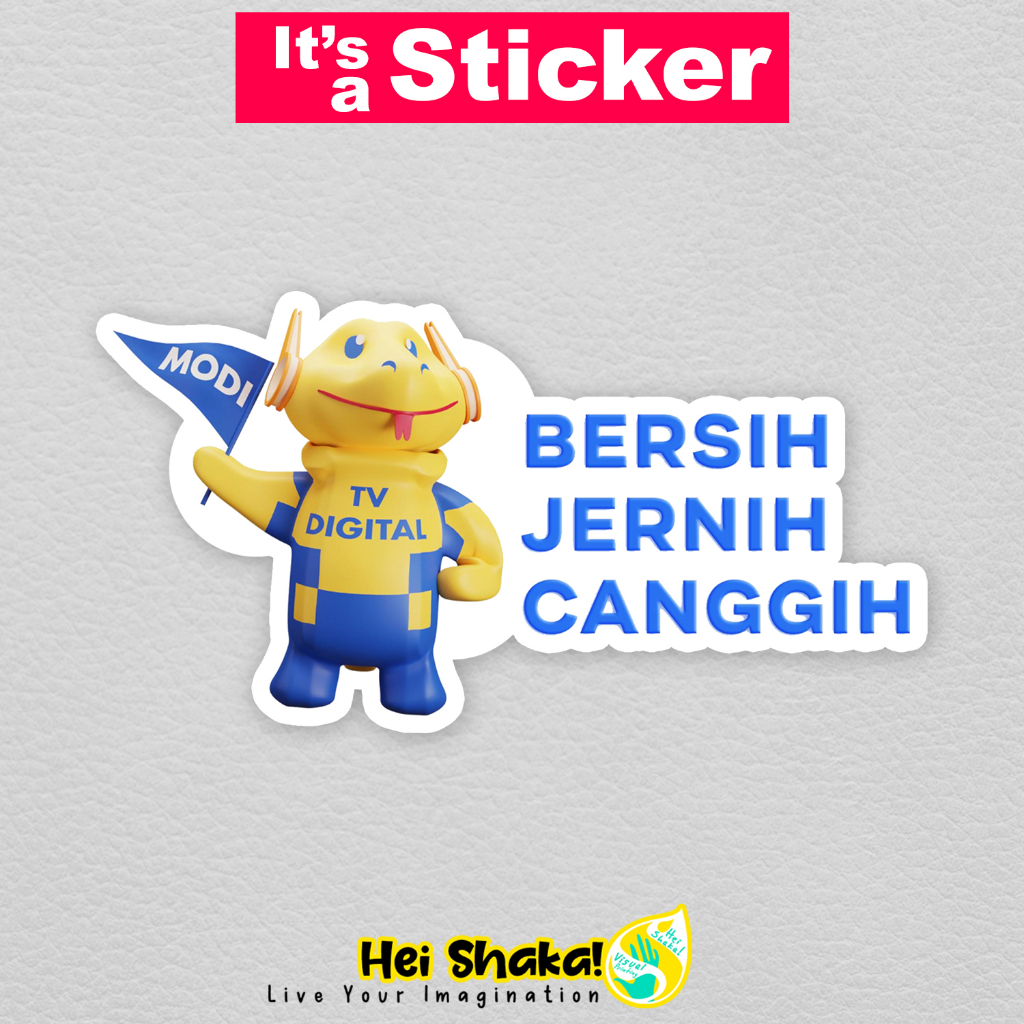 Stiker MODI TV DIGITAL Indonesia Logo Bersih Jernih Canggih Sticker Televisi Vinyl Anti Air