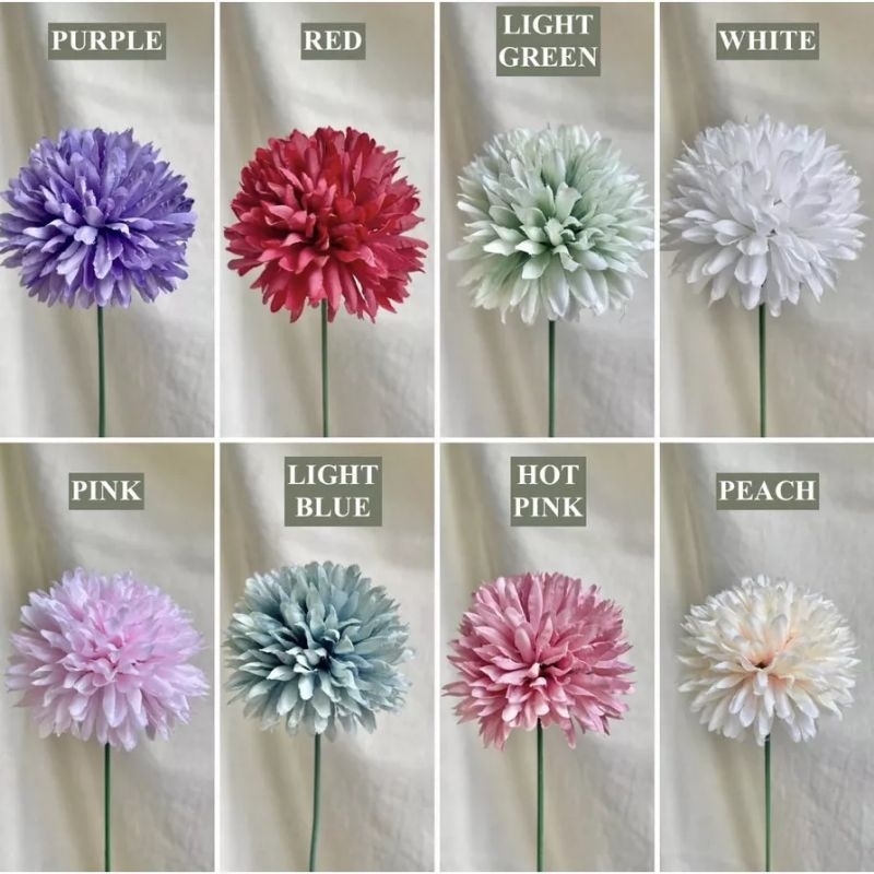 BUNGA POMPOM ARTIFICIAL ADA TANGKAI / POMPOM CHRYSAN PREMIUM ARTIFICIAL ECER