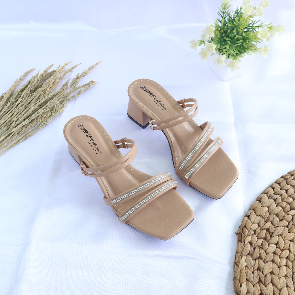 HMF Herty Sandal Hak Mules Wanita ND06