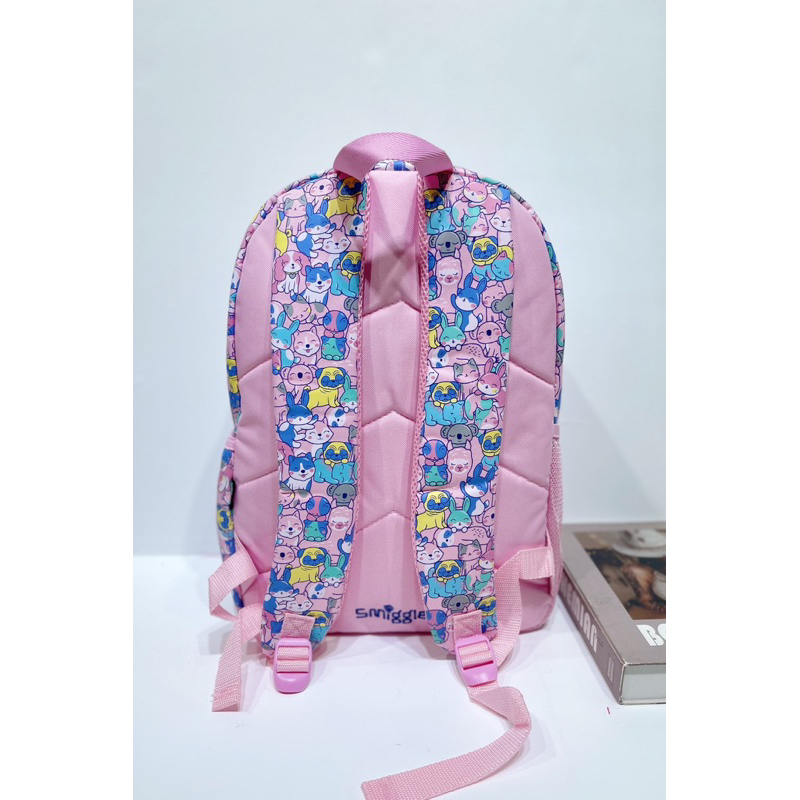 Tas Ransel Smiggle Pugs &amp; Hugs Classic Pink Attach Backpack SGL - 1000358-2#