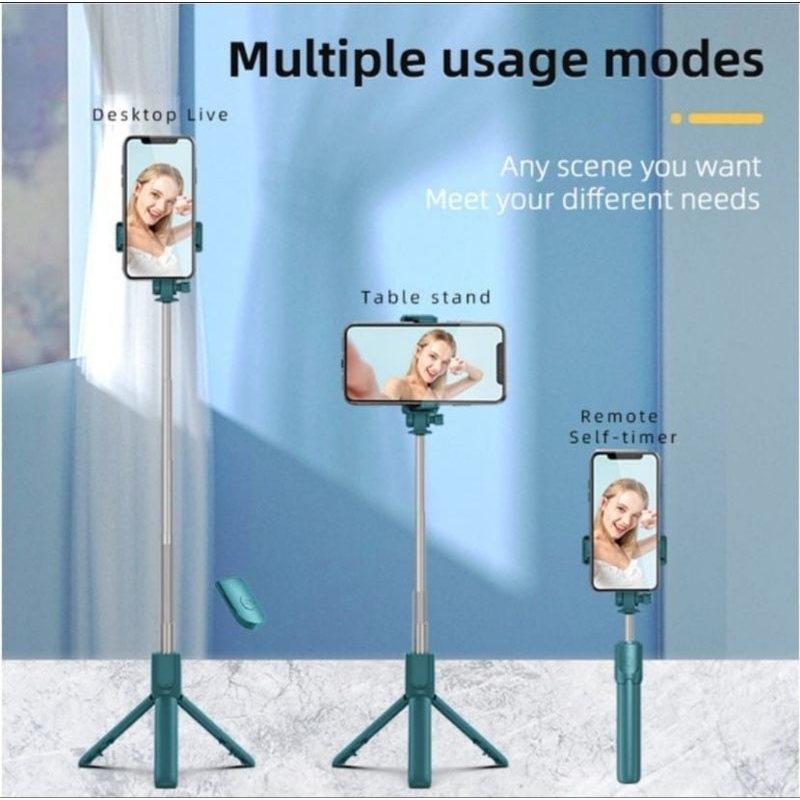 R1 Tongsis Tripod 3in1 Remote Bluetooth Selfie Stick Tripod Bluetooth